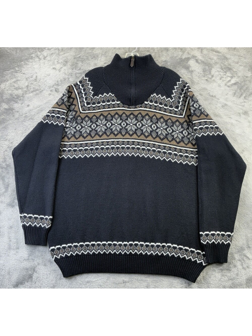 Woodland Trail Nordic Fair Isle Style Wool Blend Sweater 2XL 1/4 Zip